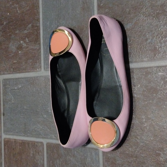 Roger Vivier Gold Buckle Pastel soda orange and pink ballet flats size 36.5 - Picture 16 of 16